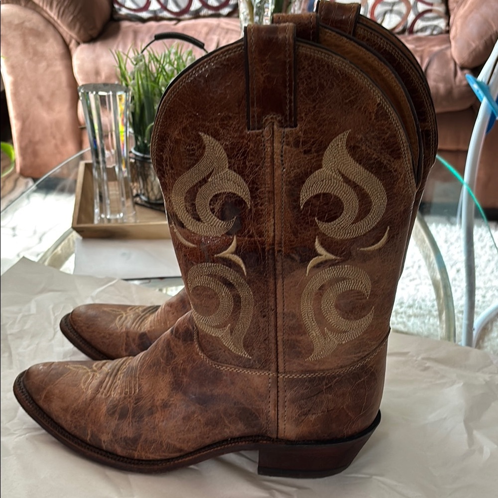 Justin Boots Rustic Brown Leather Cowboy Boots